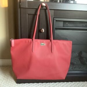 Lacoste Cherry Red Zip Tote Bag